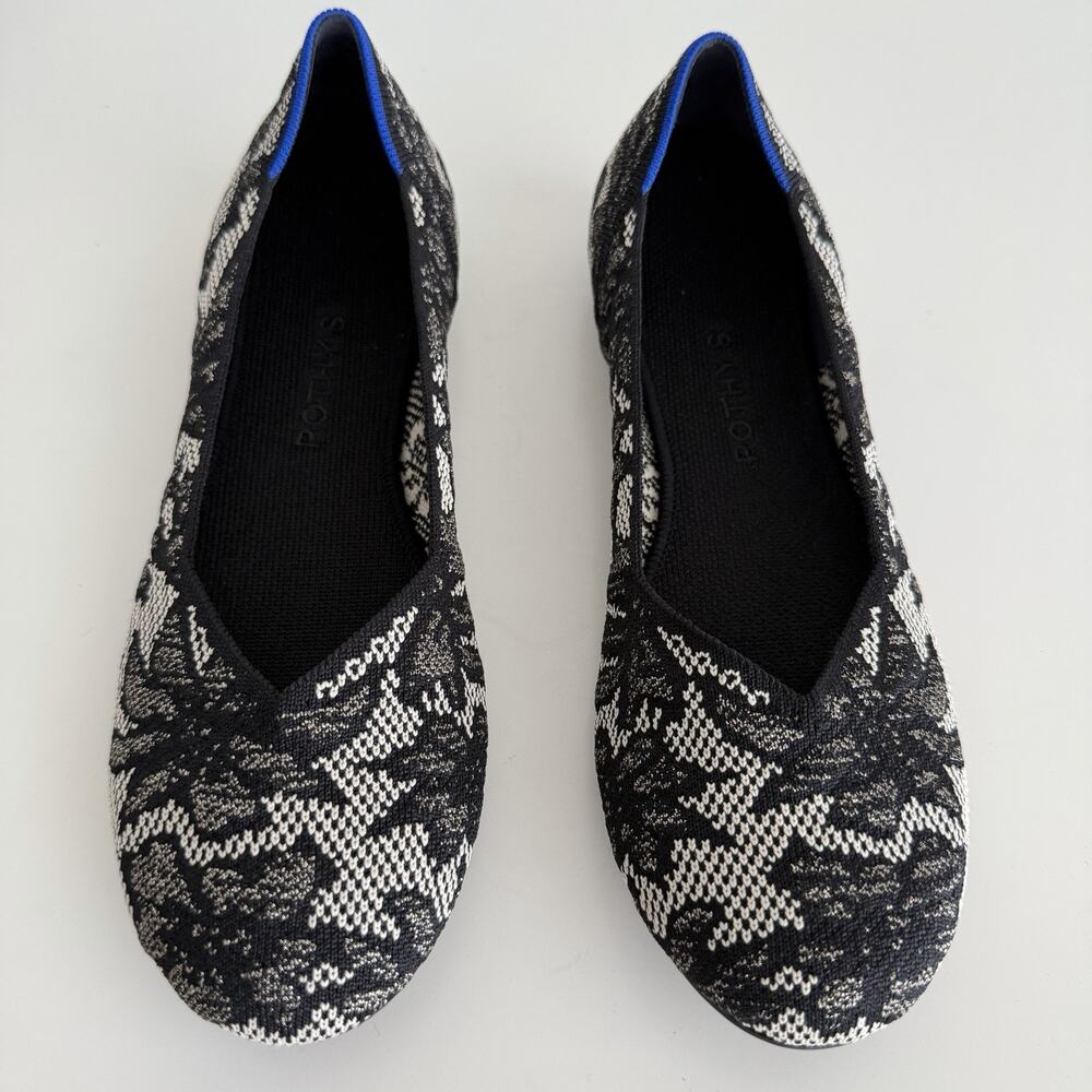 Rothy's The Flat Womens 10.5 Black Blue Chantilly Washable Slip On Shoes Comfort - Picture 4 of 14